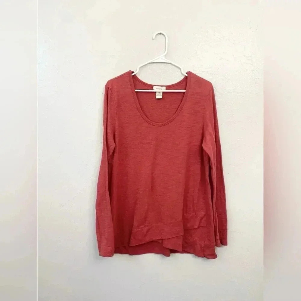 Sundance Red Long Sleeve Tunic Top Size M